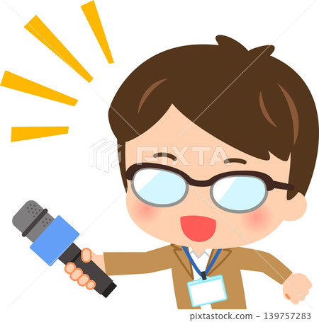 The interviewer thrusts the microphone forward. The interviewer thrusts the microphone forward. 139757283
