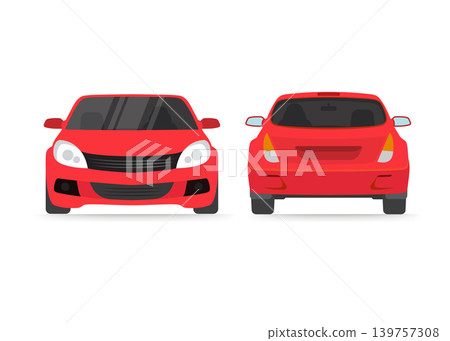 Red Hatchback Car Front and Rear View Perspective Stock Illustration. Red Hatchback Car Front and Rear View Perspective Stock Illustration. 139757308