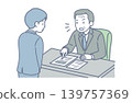 Illustration of a manager explaining and instructing a junior employee. 139757369