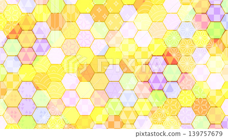 Colorful Japanese-style hexagon pattern background design Colorful Japanese-style hexagon pattern background design 139757679