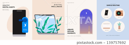 Digital Wellness Campaign Social Media Feed Template Set Routine Digital Detox Screen Time Healthy Habits Digital Wellness Campaign Social Media Feed Template Set Routine Digital Detox Screen Time Healthy Habits 139757692