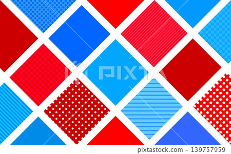 Geometric patterns, squares, dots, stripes, grid patterns, blue, red Geometric patterns, squares, dots, stripes, grid patterns, blue, red 139757959