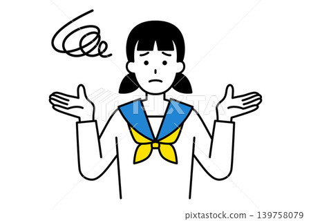 A female student who is at a loss and in distress. 139758079