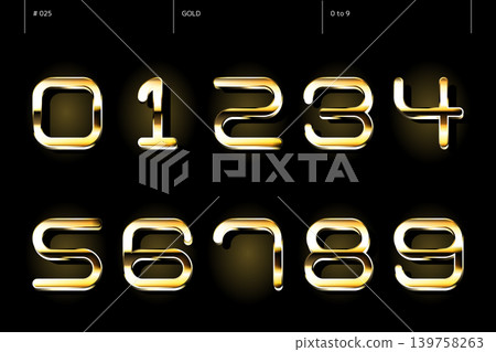 Gold set of numbers from 0 to 9_025 Gold set of numbers from 0 to 9_025 139758263