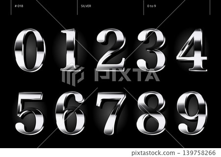 Silver set of numbers from 0 to 9_018 139758266