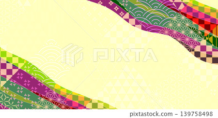 Traditional Japanese colorful wave pattern background material 139758498