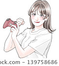 一名女子手持遊戲手柄 一名女子手持遊戲手柄 139758686