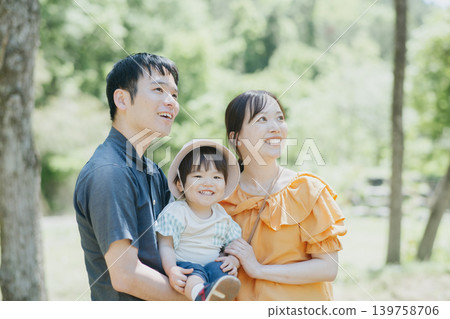 父母與孩子在大自然中玩耍 139758706