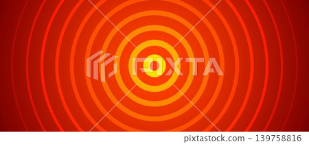 Hot red concentric circle background. Expanding epicenter waves. Radial sound signal or vibration backdrop. Target symbol, radar or sonar icon concept. Vector burn red ripple gradient wallpaper Hot red concentric circle background. Expanding epicenter waves. Radial sound signal or vibration backdrop. Target symbol, radar or sonar icon concept. Vector burn red ripple gradient wallpaper 139758816