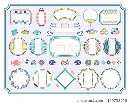 Summer Japanese-style frame and decoration set Summer Japanese-style frame and decoration set 139758959
