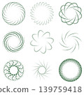 Abstract Dotted Circular Shapes Set, Geometric Halftone Spiral Elements Collection 139759418