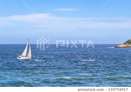 Urca coast beach panorama with boats Rio de Janeiro Brazil. Urca coast beach panorama with boats Rio de Janeiro Brazil. 139759957