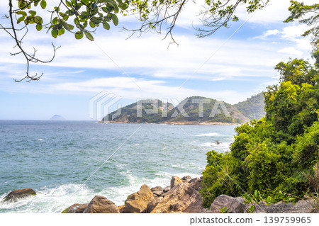 Tropical Urca Red Beach Rocks Water Rio de Janeiro Brazil. Tropical Urca Red Beach Rocks Water Rio de Janeiro Brazil. 139759965