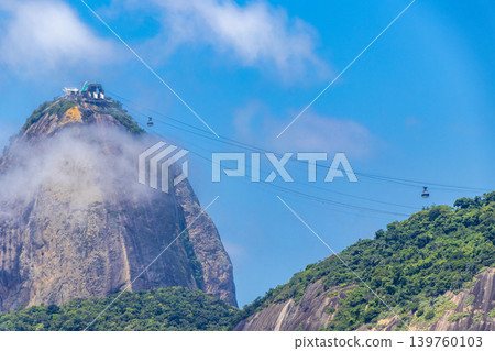 Sugarloaf mountain and sea nature panorama Rio de Janeiro Brazil. Sugarloaf mountain and sea nature panorama Rio de Janeiro Brazil. 139760103