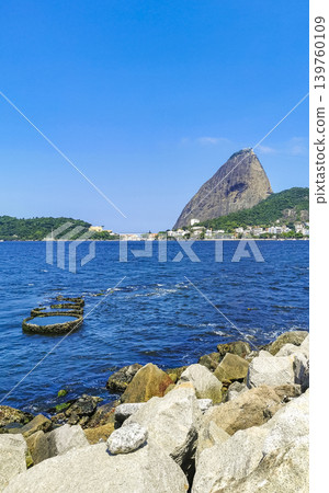 Sugarloaf mountain and sea nature panorama Rio de Janeiro Brazil. 139760109
