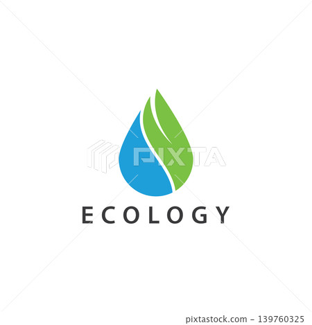 water drop leaf nature logo design template 139760325