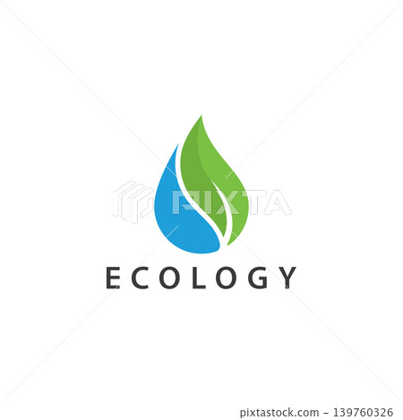 water drop leaf nature logo design template 139760326