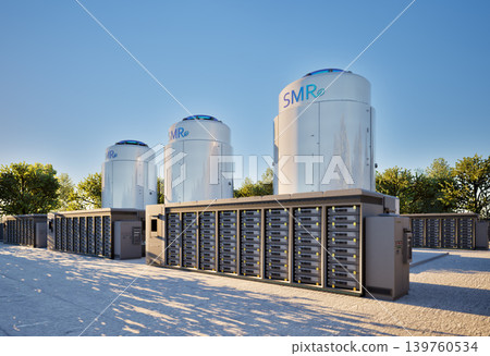 Smr or small modular nuclear reactors with energy storage system or battery container units Smr or small modular nuclear reactors with energy storage system or battery container units 139760534