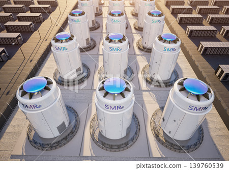 Smr or small modular nuclear reactors with energy storage system or battery container units Smr or small modular nuclear reactors with energy storage system or battery container units 139760539