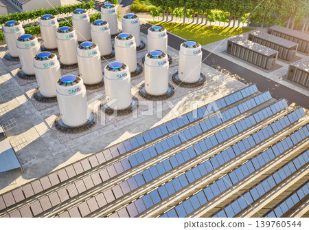 Smr or small modular nuclear reactors with solar panels and energy storage systems Smr or small modular nuclear reactors with solar panels and energy storage systems 139760544