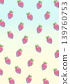 Pink strawberry seamless pattern, light blue x yellow gradient background, watercolor-style illustration. 139760753