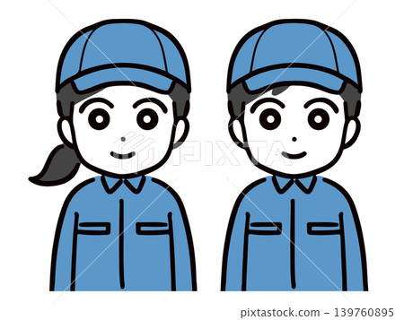 身著工作服、微笑的年輕男女員工(上半身,正面照) 身著工作服、微笑的年輕男女員工(上半身,正面照) 139760895