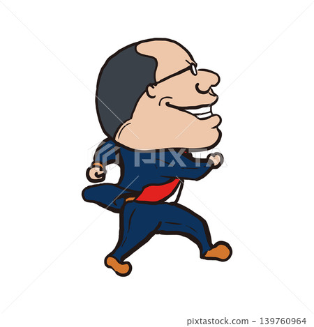 A middle-aged man in a suit is walking along happily. A middle-aged man in a suit is walking along happily. 139760964