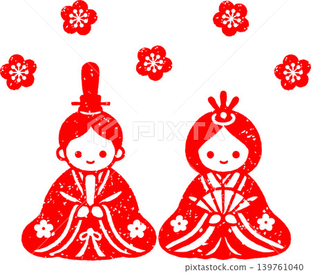 可愛的雛人偶插圖,看起來像是印上去的。 可愛的雛人偶插圖,看起來像是印上去的。 139761040