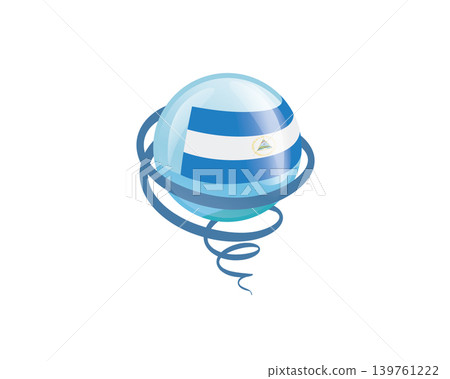 Stylish international icon showcasing Nicaragua flag within reflective globe design Stylish international icon showcasing Nicaragua flag within reflective globe design 139761222