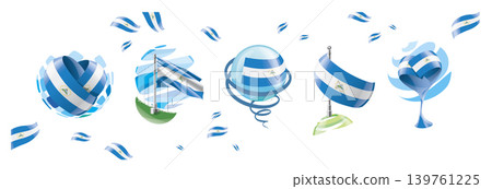 Vector set of the Nicaragua flag in various creative designs Vector set of the Nicaragua flag in various creative designs 139761225