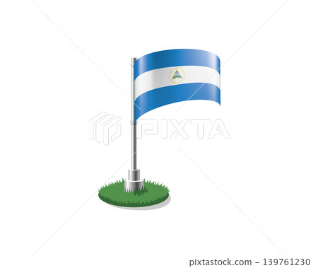 Nicaragua flag on a flagpole mounted on the grass Nicaragua flag on a flagpole mounted on the grass 139761230