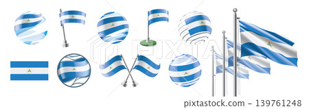 A set of vector Nicaragua flags of different designs A set of vector Nicaragua flags of different designs 139761248