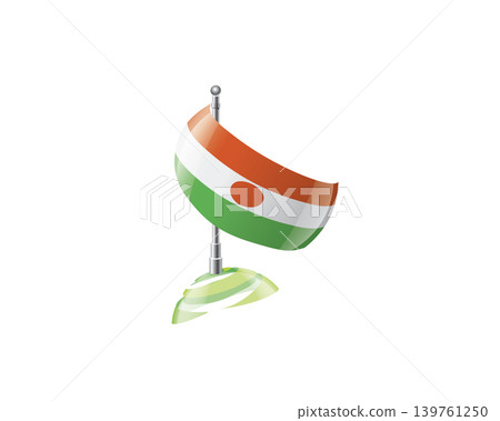 Highly detailed of waving Niger flag with metallic pole and subtle shadow effects for print Highly detailed of waving Niger flag with metallic pole and subtle shadow effects for print 139761250
