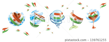 Vector set of the Niger flag in various creative designs Vector set of the Niger flag in various creative designs 139761255