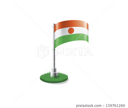 Niger flag on a flagpole mounted on the grass Niger flag on a flagpole mounted on the grass 139761260