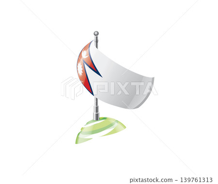 Highly detailed of waving Nepal flag with metallic pole and subtle shadow effects for print Highly detailed of waving Nepal flag with metallic pole and subtle shadow effects for print 139761313
