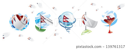 Vector set of the Nepal flag in various creative designs Vector set of the Nepal flag in various creative designs 139761317