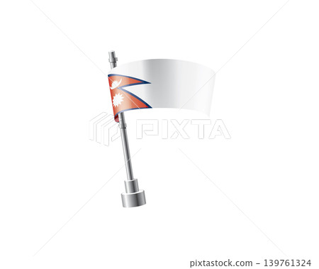 Clean representation showcasing Nepal flag attached to glossy metal pole Clean representation showcasing Nepal flag attached to glossy metal pole 139761324