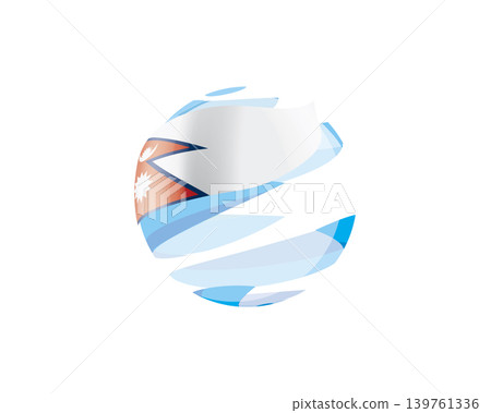Flat of patriotic globe featuring waving Nepal flag design Flat of patriotic globe featuring waving Nepal flag design 139761336