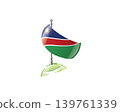 Highly detailed of waving Namibia flag with metallic pole and subtle shadow effects for print 139761339