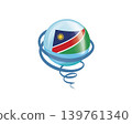 Stylish international icon showcasing Namibia flag within reflective globe design 139761340