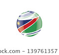 Illustration of globe wrapped in Namibia flag patterns with subtle shadowing 139761357