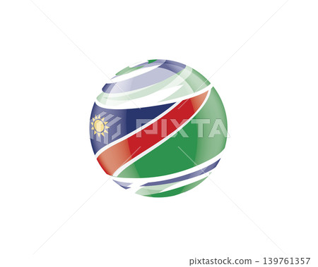 Illustration of globe wrapped in Namibia flag patterns with subtle shadowing Illustration of globe wrapped in Namibia flag patterns with subtle shadowing 139761357