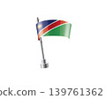 Clean representation showcasing Namibia flag attached to glossy metal pole 139761362