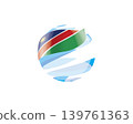 Flat of patriotic globe featuring waving Namibia flag design 139761363