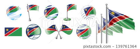 A set of vector Namibia flags of different designs A set of vector Namibia flags of different designs 139761364