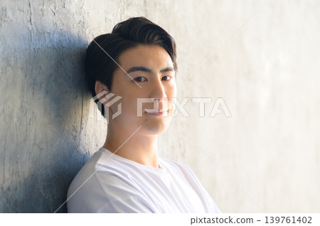 Japanese male beauty portrait with gray background Japanese male beauty portrait with gray background 139761402