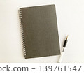 Business and study - black ring notebook and one ballpoint pen - workspace background and black planner 139761547