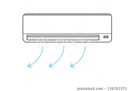 Simple illustration of an air conditioner and cool air. Simple illustration of an air conditioner and cool air. 139761571