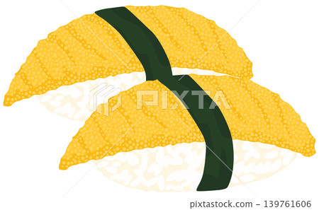 Vector illustration of two herring roe sushi rolls. Vector illustration of two herring roe sushi rolls. 139761606